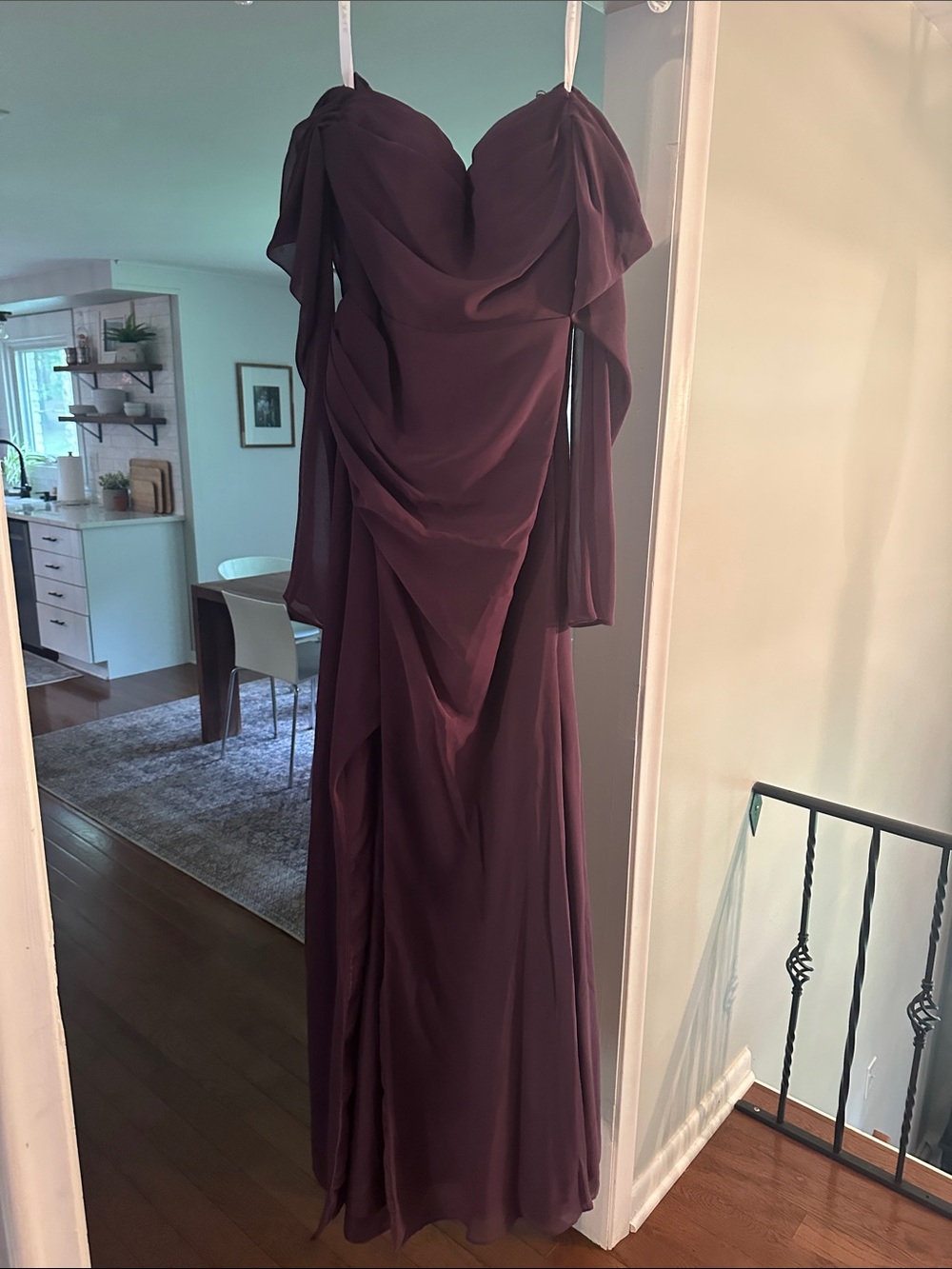 Azazie Elegant Off-Shoulder Plum Evening Gown